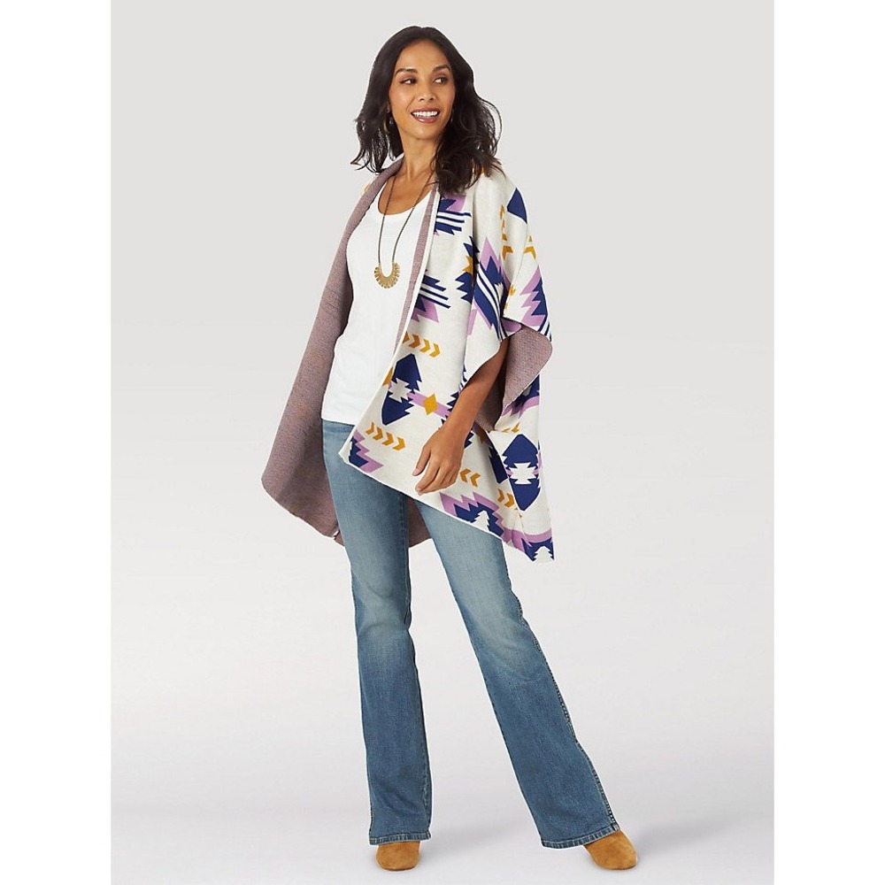 Wrangler Retro Womens Boho Southwestern Cowboy Kimono Cardigan Wrap Size OS New